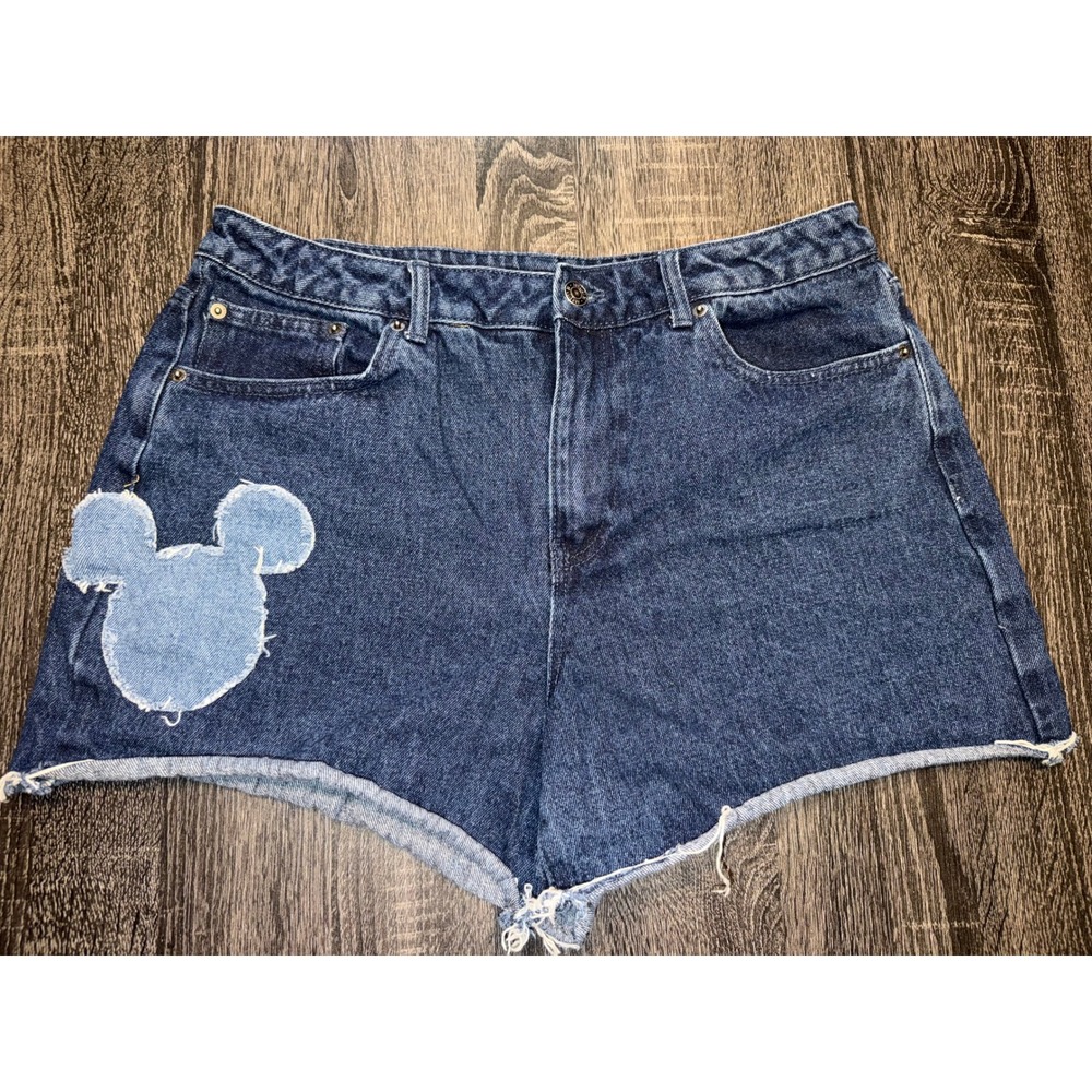 Disney Forever 21 Mickey Mouse High Waisted Denim Shorts Dark Wash Size 31